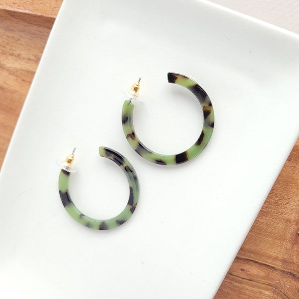 Camy Earrings - Olive Tortoise