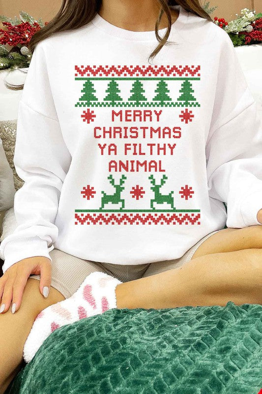 Christmas Animal Graphic Sweatshirt