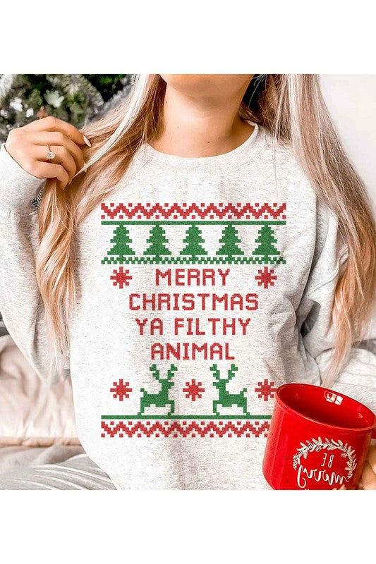 Christmas Animal Graphic Sweatshirt