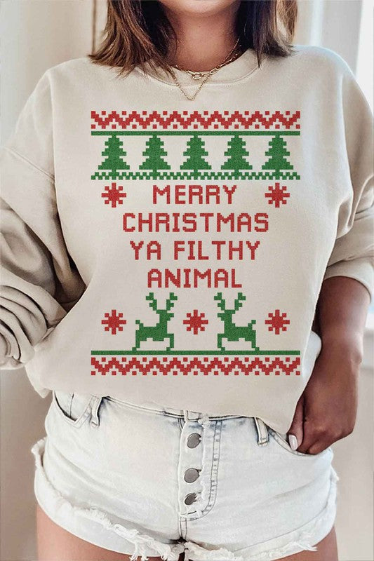 Christmas Animal Graphic Sweatshirt