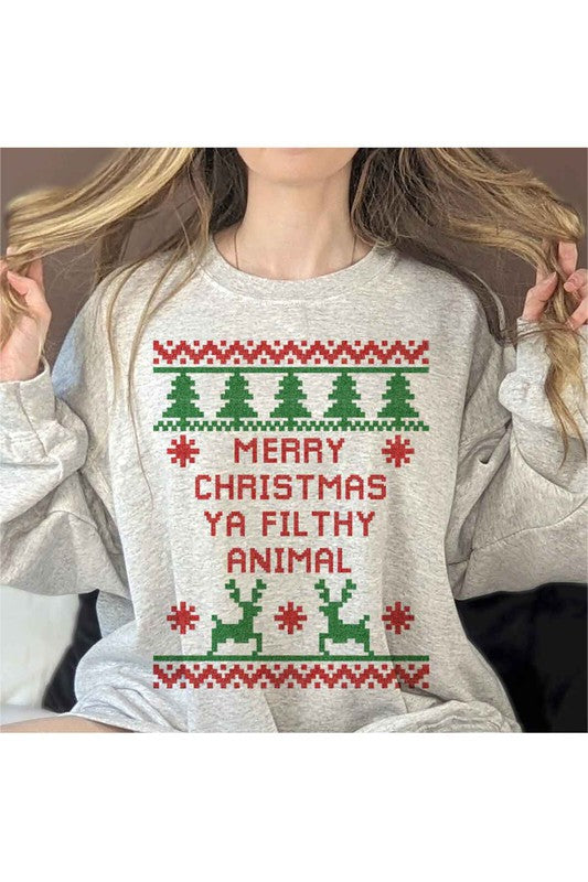 Christmas Animal Graphic Sweatshirt