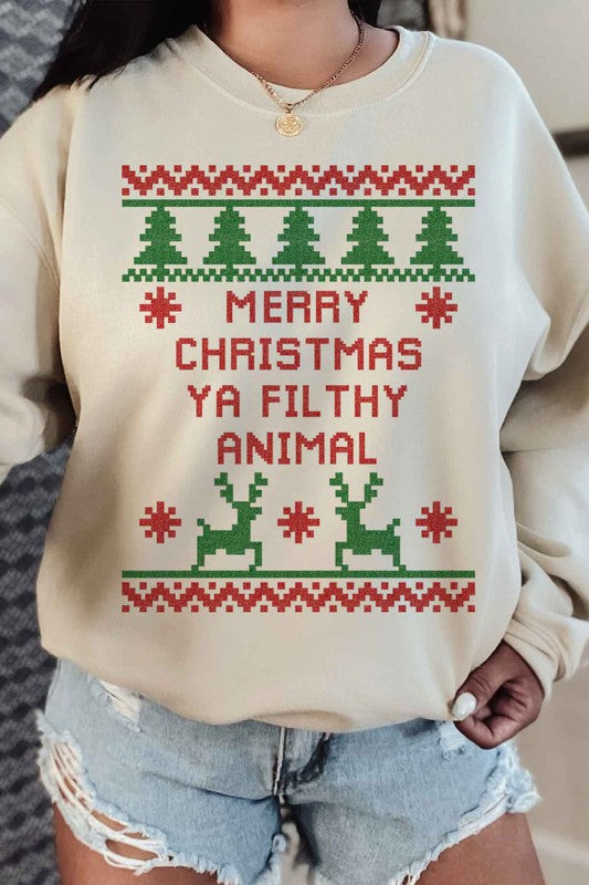 Christmas Animal Graphic Sweatshirt