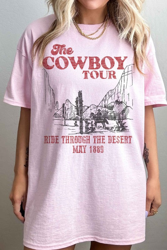 COWBOY TOUR WESTERN COUNTRY OVERSIZED GRAPHIC TEE