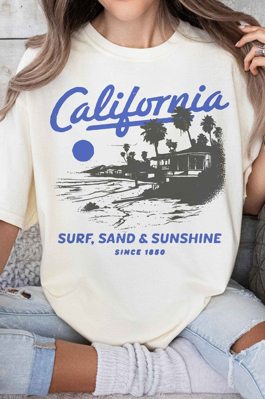 CALIFORNIA SURG SAND AND SUNSHINE GRAPHIC TEE