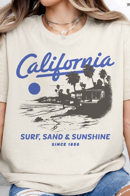 CALIFORNIA SURG SAND AND SUNSHINE GRAPHIC TEE