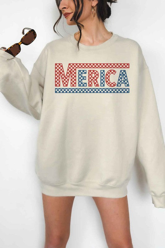 CHECKERED MERICA USA OVERSIZED SWEATSHIRT