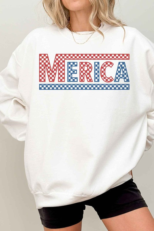 CHECKERED MERICA USA OVERSIZED SWEATSHIRT