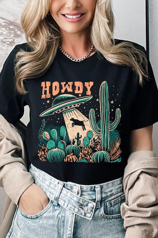 Howdy Cow Abduction Graphic T Shirts