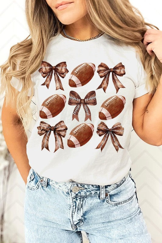 Coquette Football Bow Graphic Tee