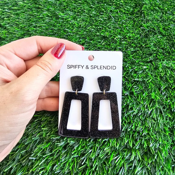 Avery Earrings - Black Glitter