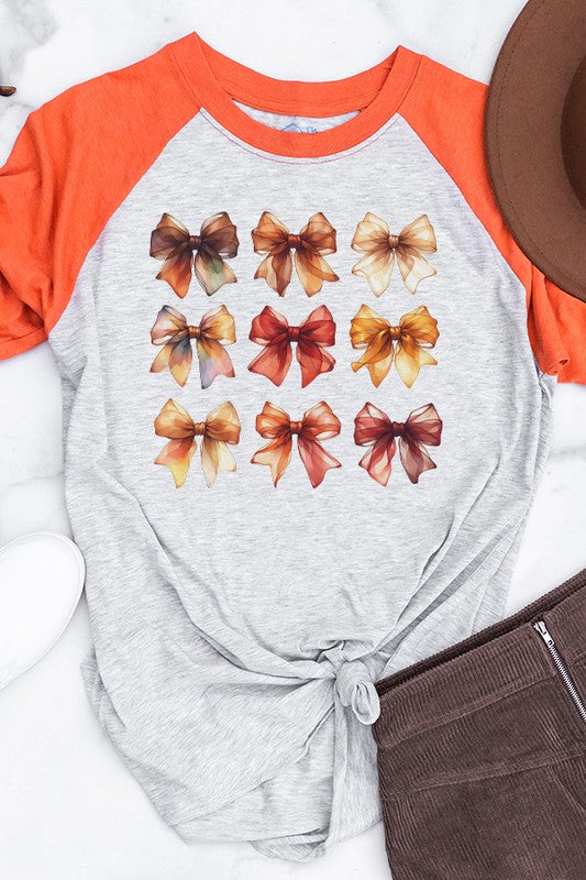 Autumn Fall Colored Bows Graphic Raglan