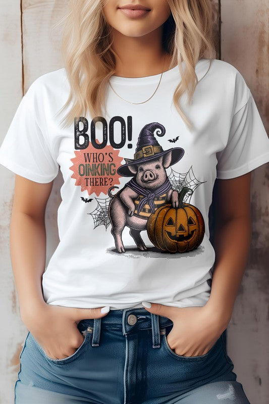 Boo Who's Oinking There, Halloween Graphic Tee