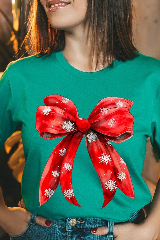 Christmas Snowflakes Bow Graphic Tee