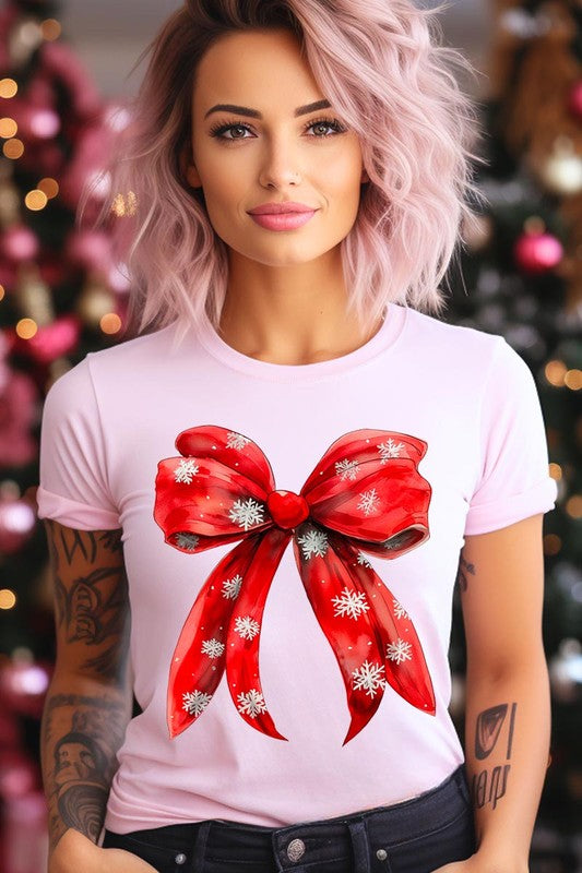 Christmas Snowflakes Bow Graphic Tee