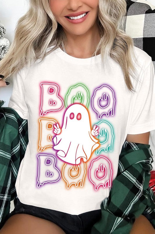 Boo Neon Halloween Ghost Graphic Tee