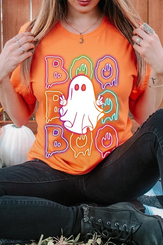 Boo Neon Halloween Ghost Graphic Tee