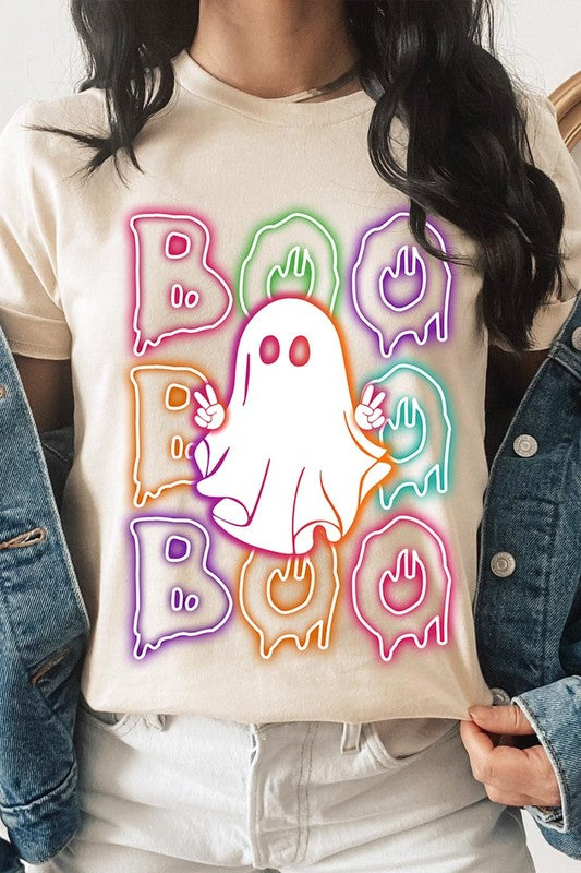 Boo Neon Halloween Ghost Graphic Tee