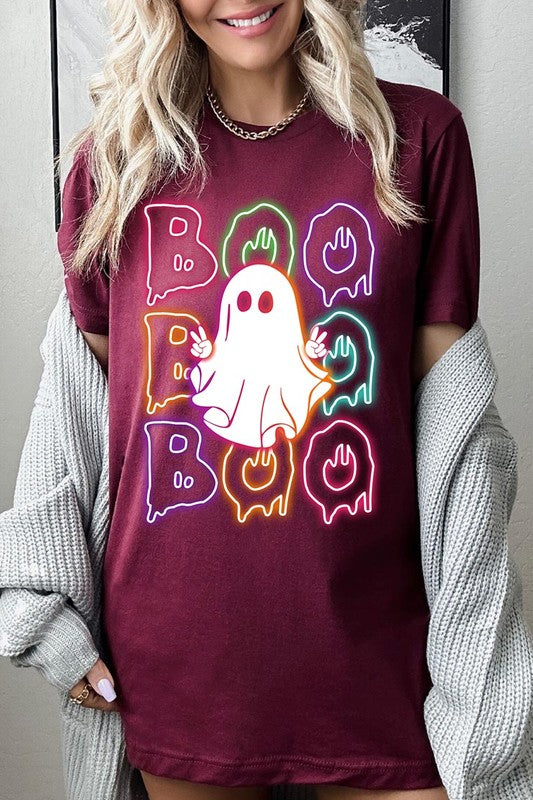 Boo Neon Halloween Ghost Graphic Tee