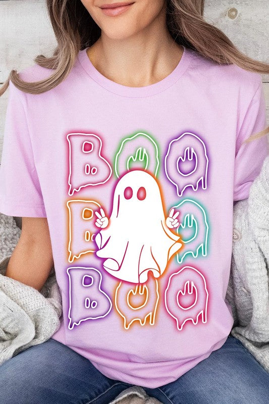 Boo Neon Halloween Ghost Graphic Tee