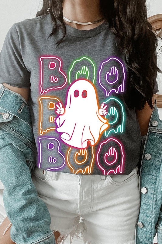 Boo Neon Halloween Ghost Graphic Tee