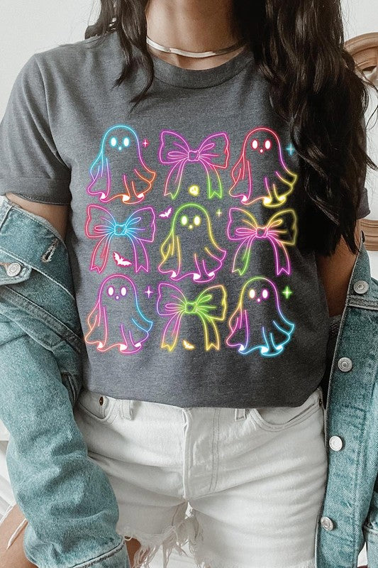 Coquette Neon Halloween Ghost Graphic Tee