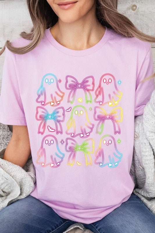 Coquette Neon Halloween Ghost Graphic Tee