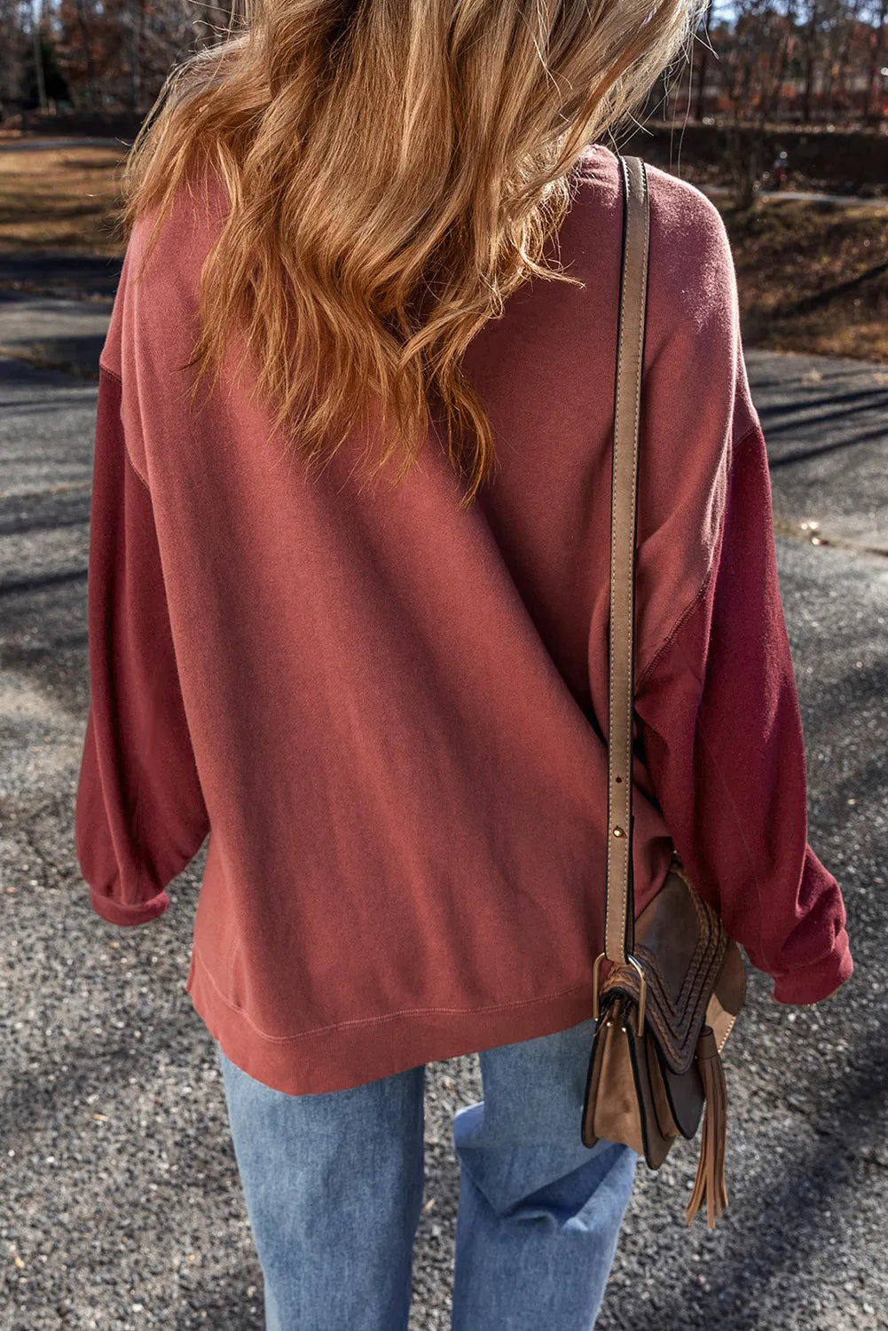 Contrast Round Neck Long Sleeve Sweatshirt